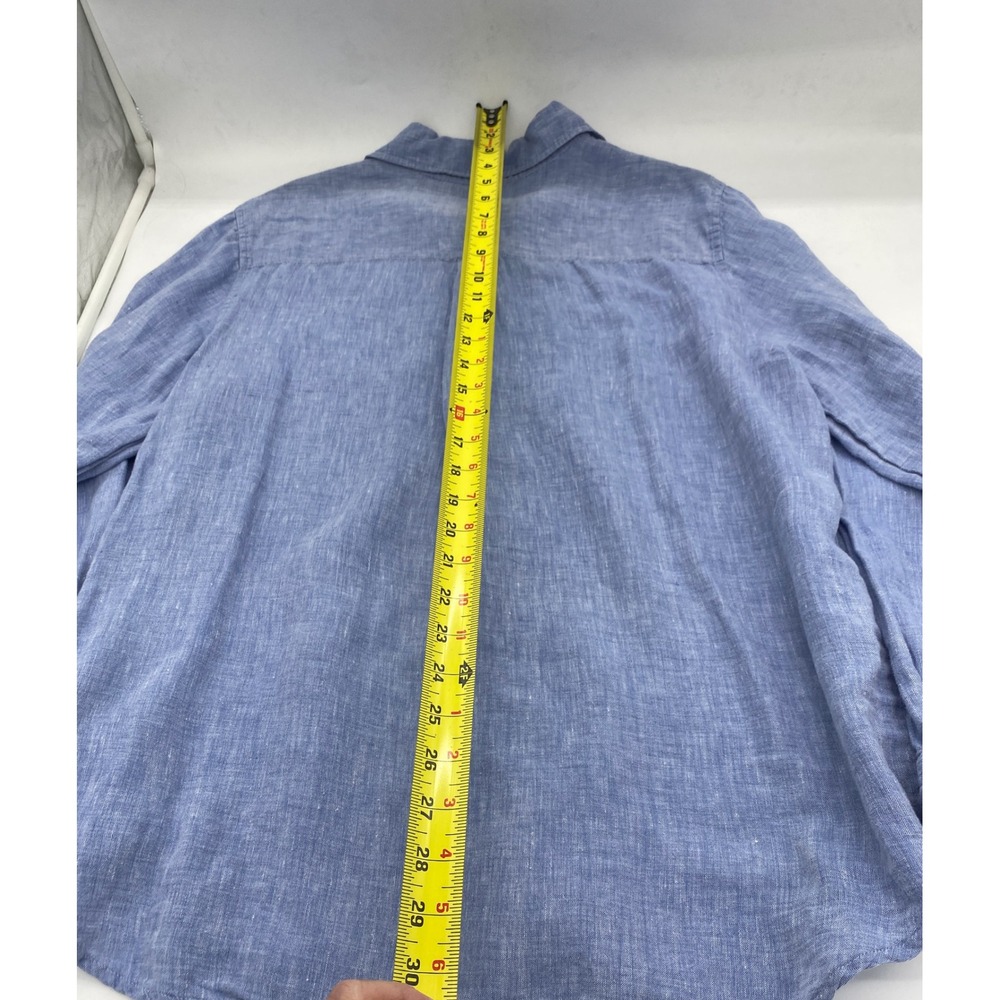 Coldwater Creek Womens XL Light Blue 100% Linen Button Down Long Sleeve Shirt - Picture 7 of 8